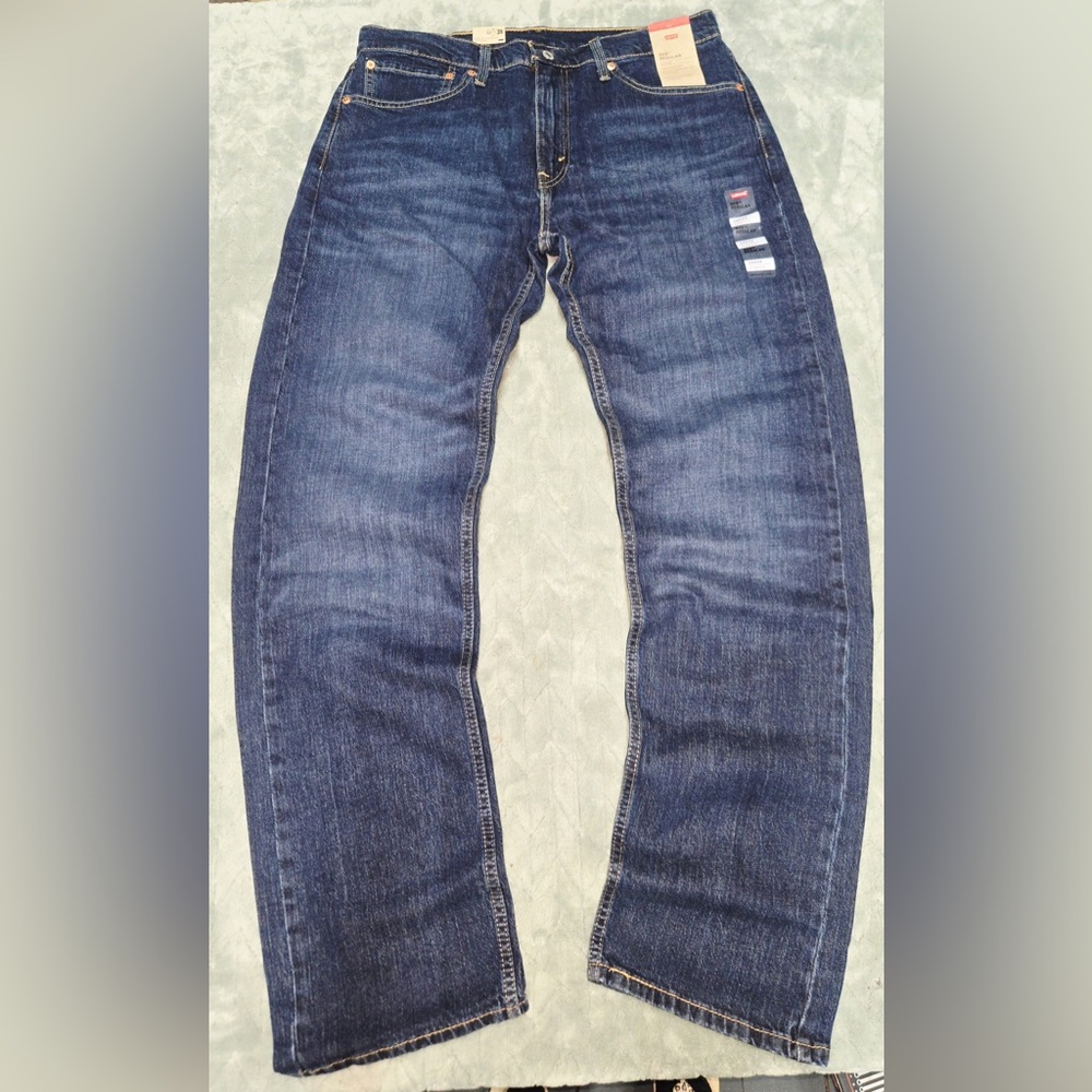 Levi’s 505 Regular Fit Stretch Dark Blue Denim Jeans Men’s 34x34